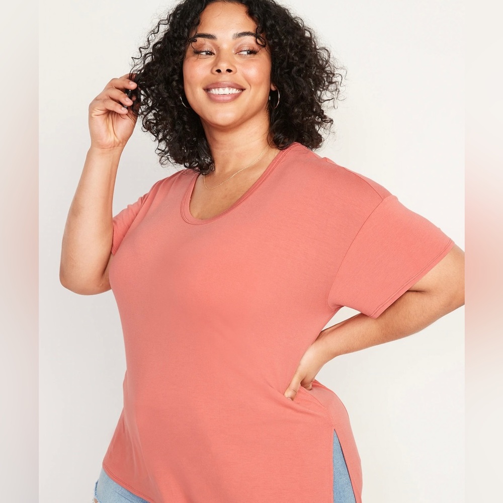 Oversized Luxe Voop-Neck Tunic T-Shirt for Women
